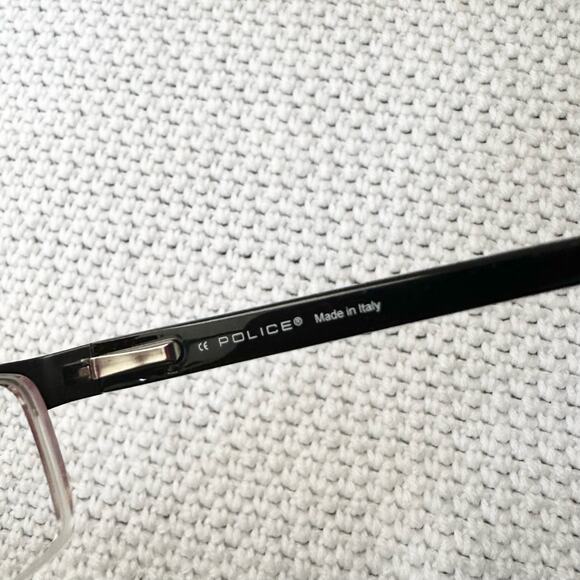 Police Italy Black Metal Half Exposed Frame Rectangular Eyeglasses Case V2906 - Picture 6 of 10